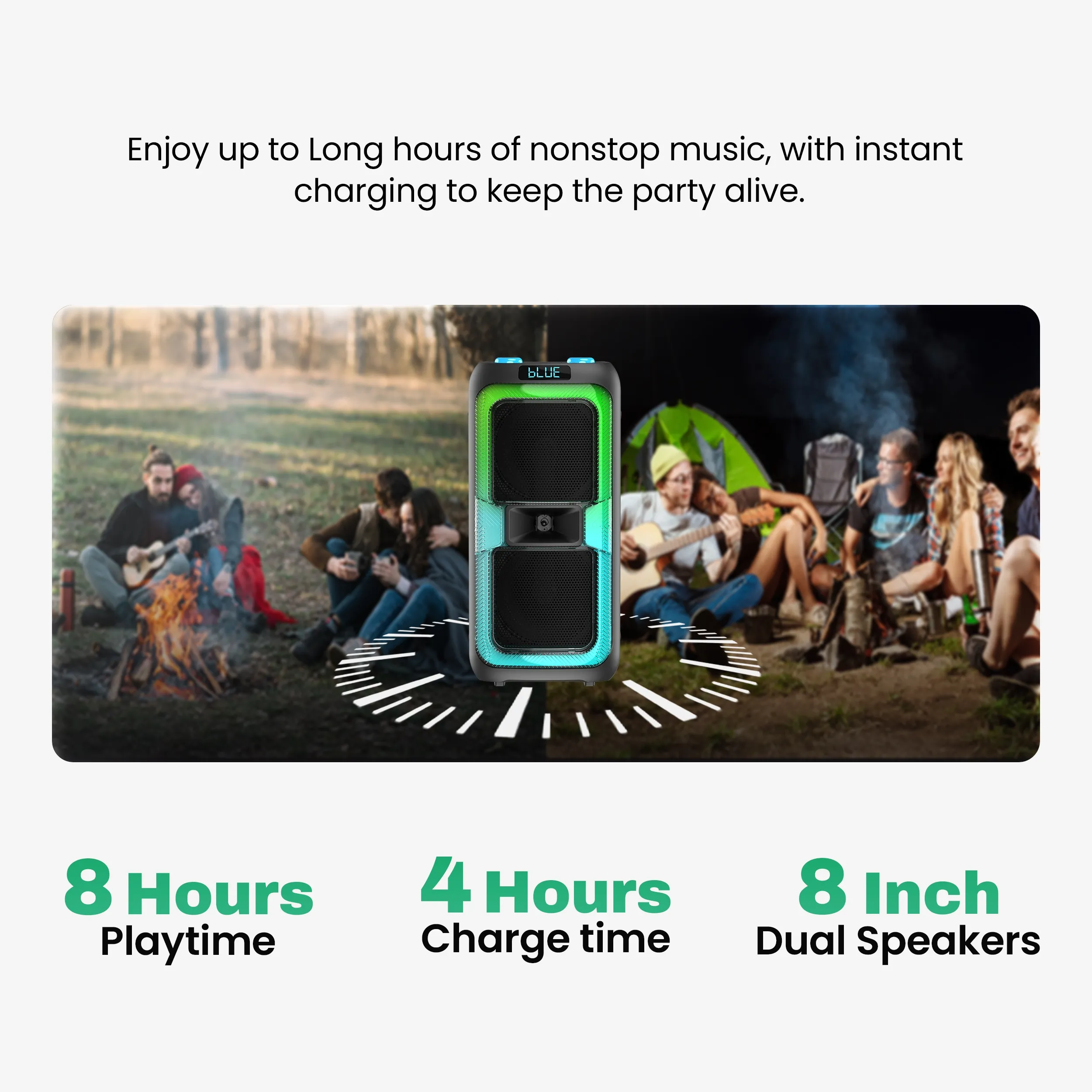 EVM Bluetooth Speaker with Karaoke Mic EnRizz RGB 80w view 4
